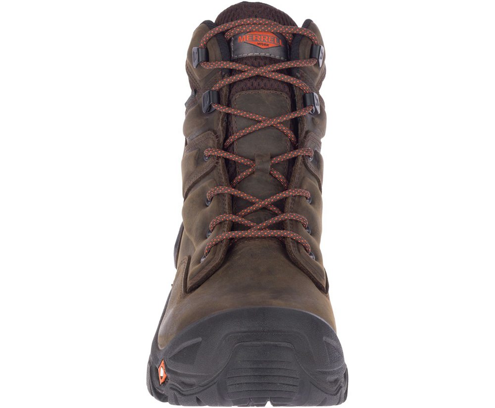 Botas Homem - Merrell Strongfield Couro X 7\" Waterproof Comp Toe - Marrom - BHQ132987